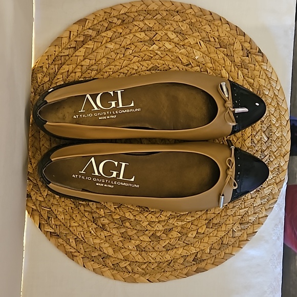 AGL | Women's Black Carmel Leather Dara Cap Toe Ballet Flats with Bow Sz 9.5 - Picture 7 of 13